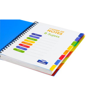 CAHIER SPIRALE PP 8 SUJETS 384P A4 80G 5X5