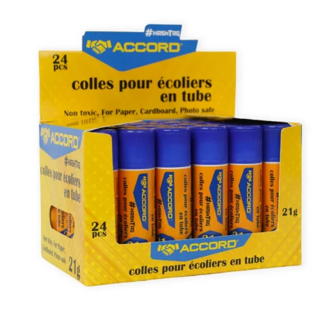 Lot de 24 Colles Scolaires ACCORD en Tube – 21g