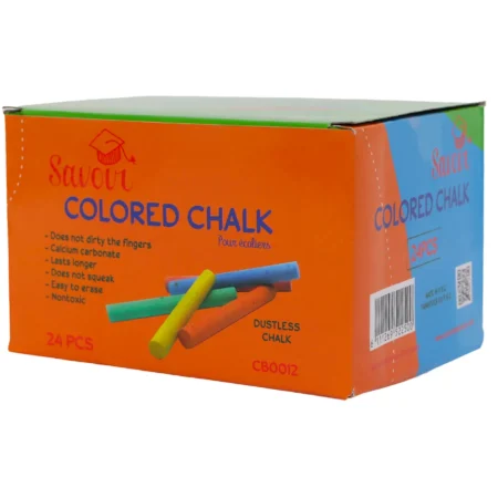 Craies scolaires colorées anti-poussière | Boîte de 24