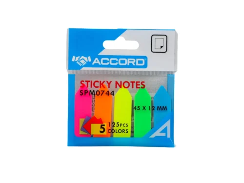 POST IT MARQUES PAGES FLECHES 5 COULEURS 45*12MM 125 FEUILLES ACCORD